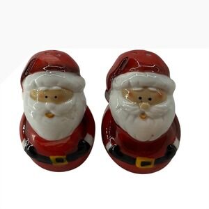 Unbranded Santa Salt Pepper Shakers OS Red Good Ceramic Christmas Holiday Decor